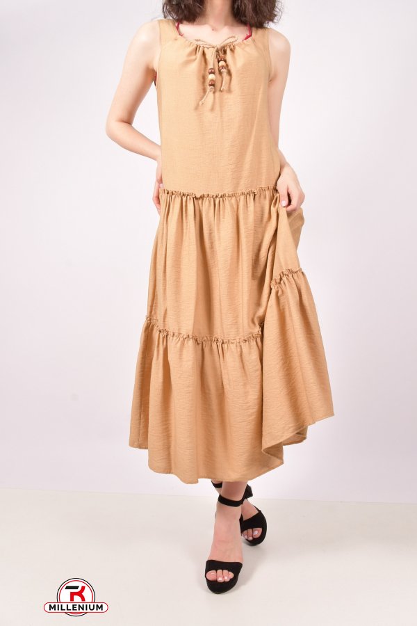 Сукня жіноча з тканини льон (кол. Капучино) "Karon" Розмір в наявності : 42 арт.9894