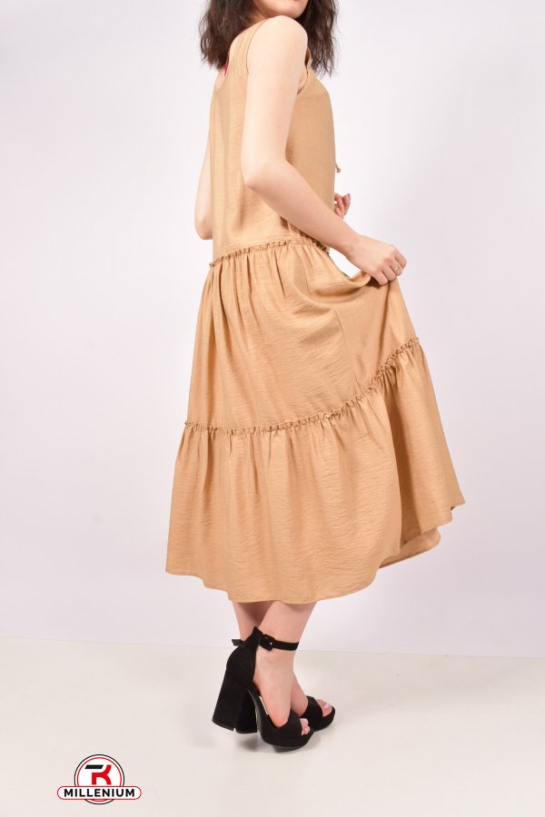 Платье женское из ткани лён (цв.капучино) "Karon" Размер в наличии : 42 арт.9894