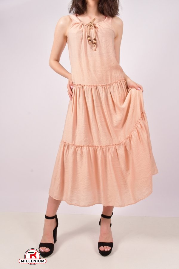 Платье женское из ткани лён (цв.пудры) "Karon" Размеры в наличии : 44, 46 арт.9894
