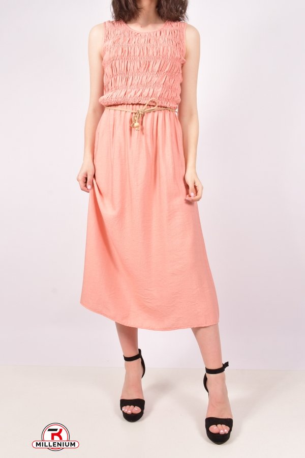 Платье женское из ткани лён (цв.розовый) "Karon" Размер в наличии : 40 арт.9889