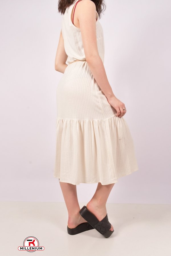 Платье женское из ткани лён (цв.кремовый) "Karon" Размеры в наличии : 46, 48 арт.9956