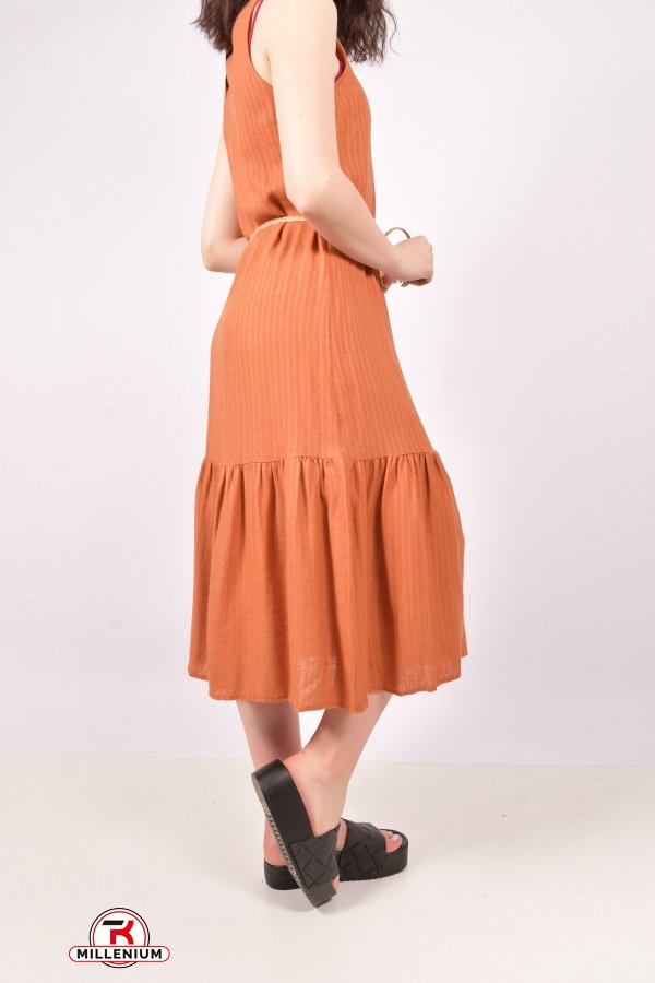Сукня жіноча з тканини льон (кол. Теракотовий) "Karon" Розмір в наявності : 42 арт.9956