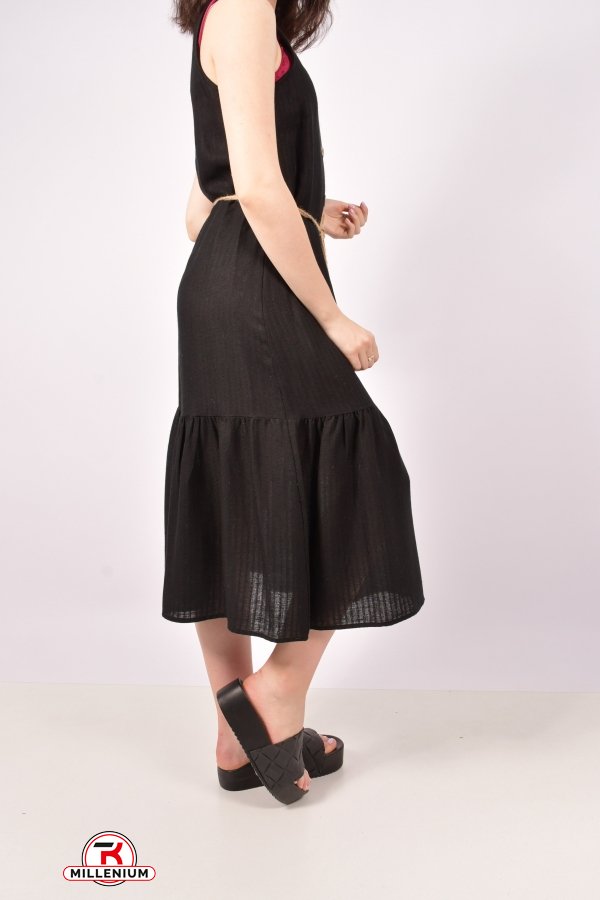 Сукня жіноча з тканини льон (кол. Чорний) "Karon" Розмір в наявності : 46 арт.9956