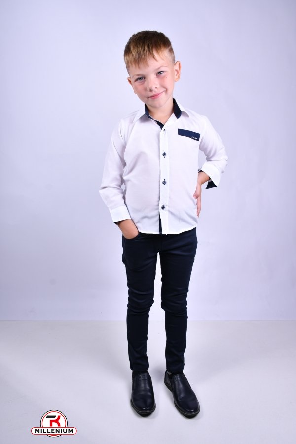Рубашка для мальчика (цв.белый) Pitiki kids Рост в наличии : 122 арт.009556
