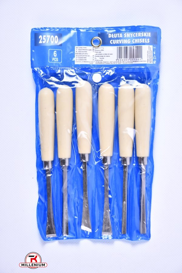 Стамески фигурные с деревянной ручкой (набор 6 шт) арт.25700