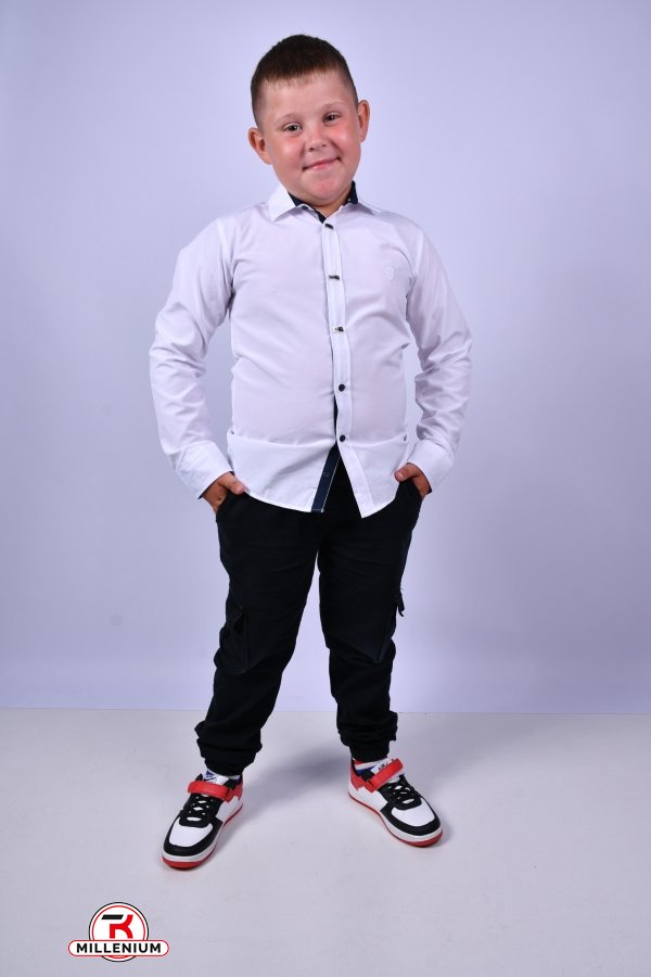 Рубашка для мальчика (цв.белый) BOLD Рост в наличии : 128, 134, 146, 152 арт.14062