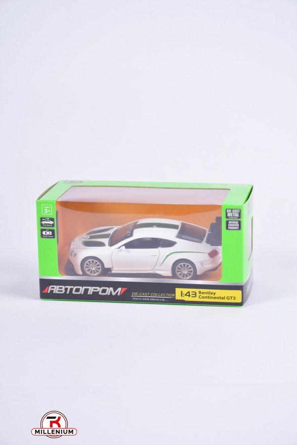 Машина металева "Автопром" 1:43 Bentley Continental GT3 у коробці 14,5/6,5/7 см арт.4345