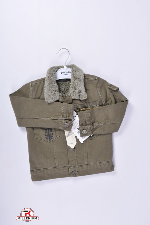 Курточка джинсовая для мальчика на меху (цв.хаки) Рост в наличии : 92, 104, 110 арт.5142