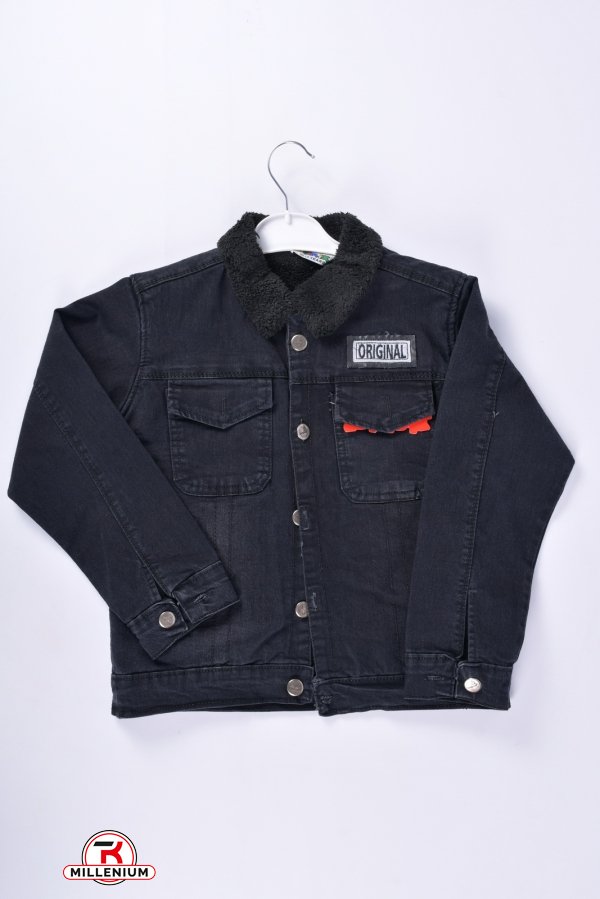 Курточка джинсова для хлопчика на хутрі (кол. Чорний) Зріст в наявності : 128 арт.17602