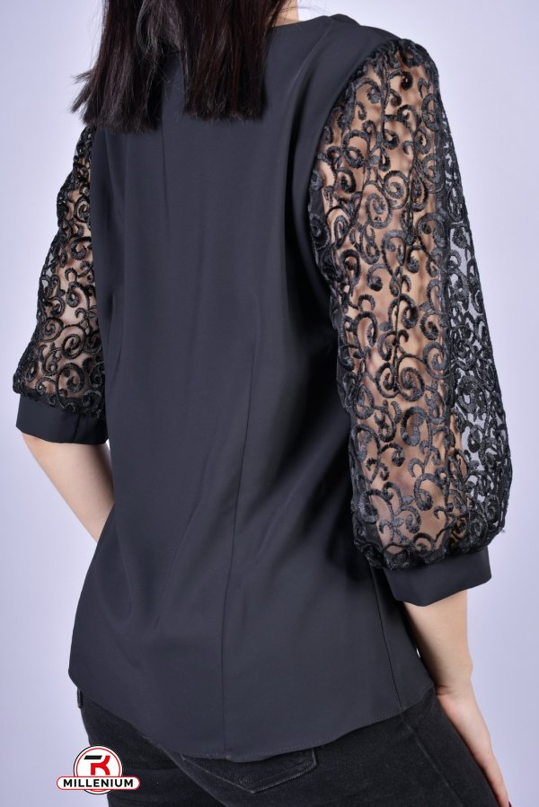 Блузка женская шифоновая (цв.черный) Размеры в наличии : 42, 46 арт.9035