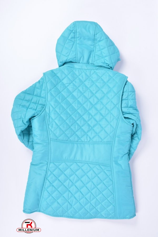 Куртка демисезонная для девочки(цв.бирюзовый) из плащевки Рост в наличии : 140 арт.Флай