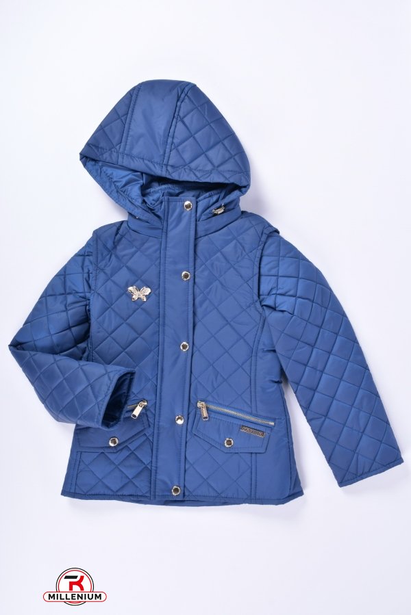 Куртка демисезонная для девочки(цв.т.синий) из плащевки Рост в наличии : 146 арт.Флай