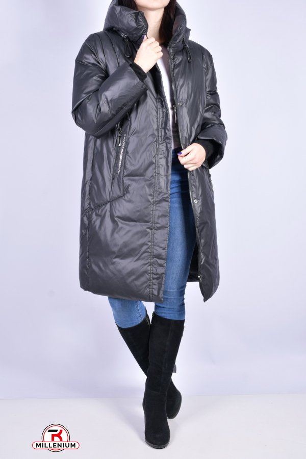 Пальто жіноче демісезонне з плащової тканини (кол. Чорний) Розміри в наявності : 50, 56 арт.B638