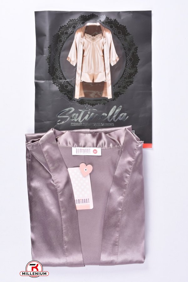 Комплект шелковый женский (цв.бронзовый) (майка+шорты+халат) DEEP SLEEP Размер в наличии : 48 арт.11064