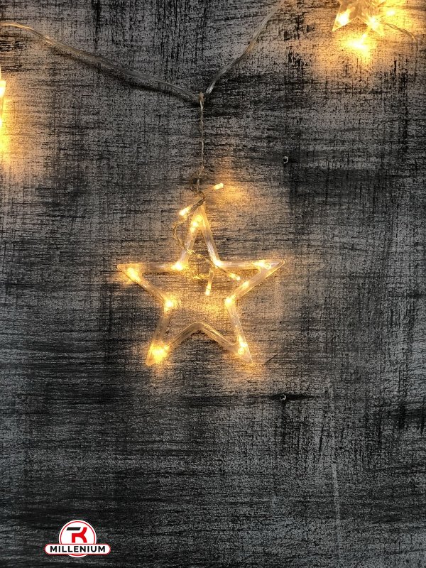 Гирлянда светодиодная "Звезда" (теплый белый цвет) прозрачный провод 10 звезд арт.STAR-12-WW