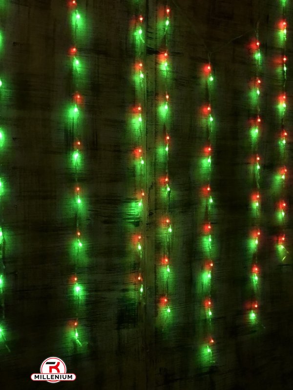 Гірлянда світлодіодна "Водоспад" (кольорові вогні) прозорий провід 320 LED (розмір 3м/1.5м арт.IT-RAINS-320-M-2