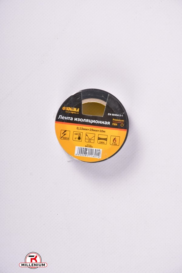 Стрічка ізоляційна ПВХ чорна 0,13мм./19мм./10м Premium арт.8411601