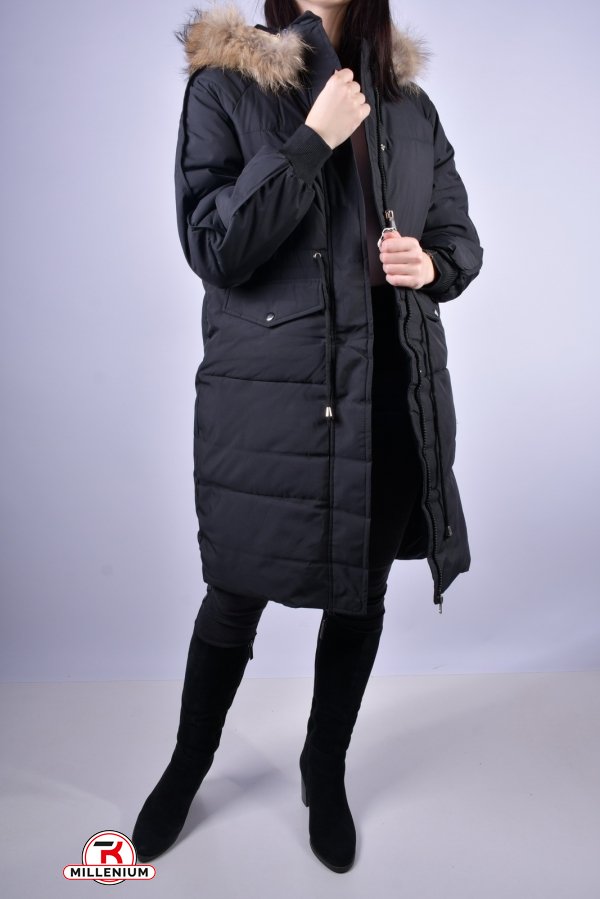 Пальто женское из плащевки демисезонное (цв.черный) YIMEIGE Размер в наличии : 44 арт.9819