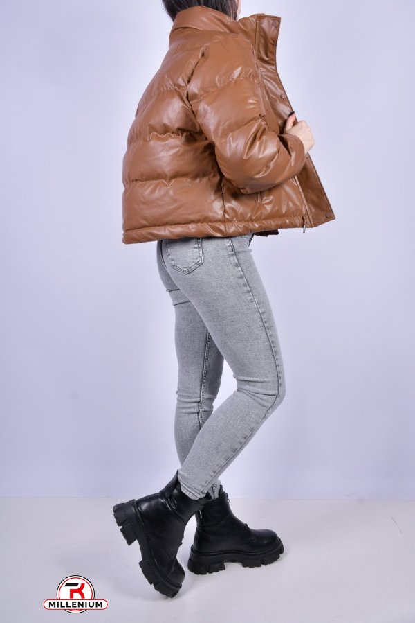 Куртка женская зимняя (цв.коричневый) из экокожи Размер в наличии : 42 арт.0163