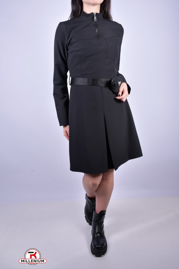 Платье женское стрейчевое (цв.черный) "PRADA" + сумка бананка Размер в наличии : 42 арт.3823