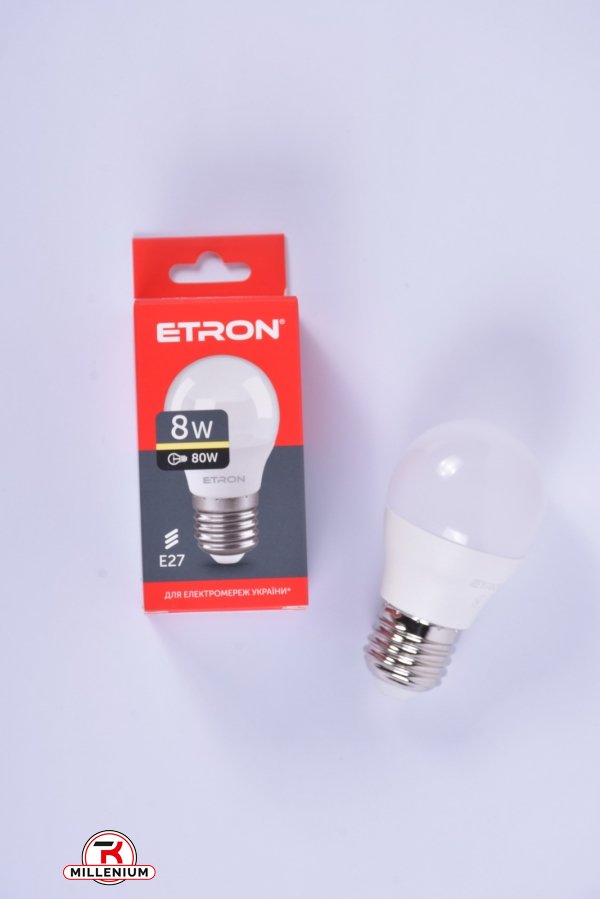 Лампа світлодіодна G45 (8W,E27,3000К)220V ETRON арт.1-ELP-041