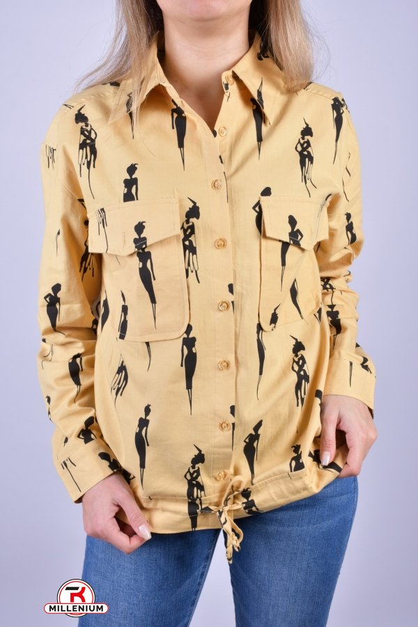 Рубашка женская длинный рукав (цв.горчичный) котоновая BASE Размер в наличии : 44 арт.A8081