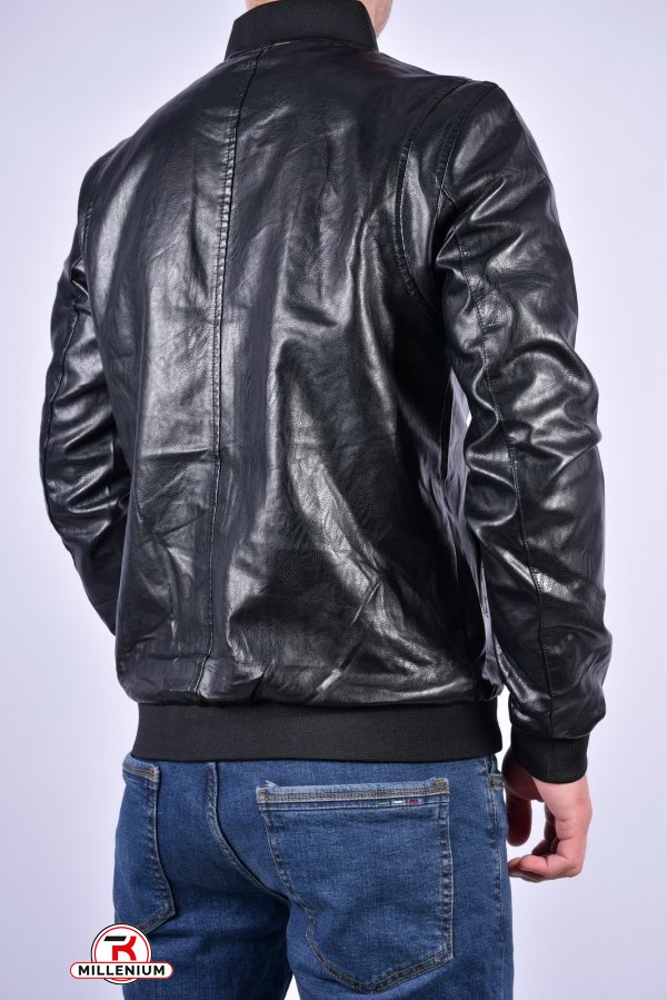 Куртка мужская из кожезаменителя (цв.чёрный) Размеры в наличии : 44, 46 арт.16028