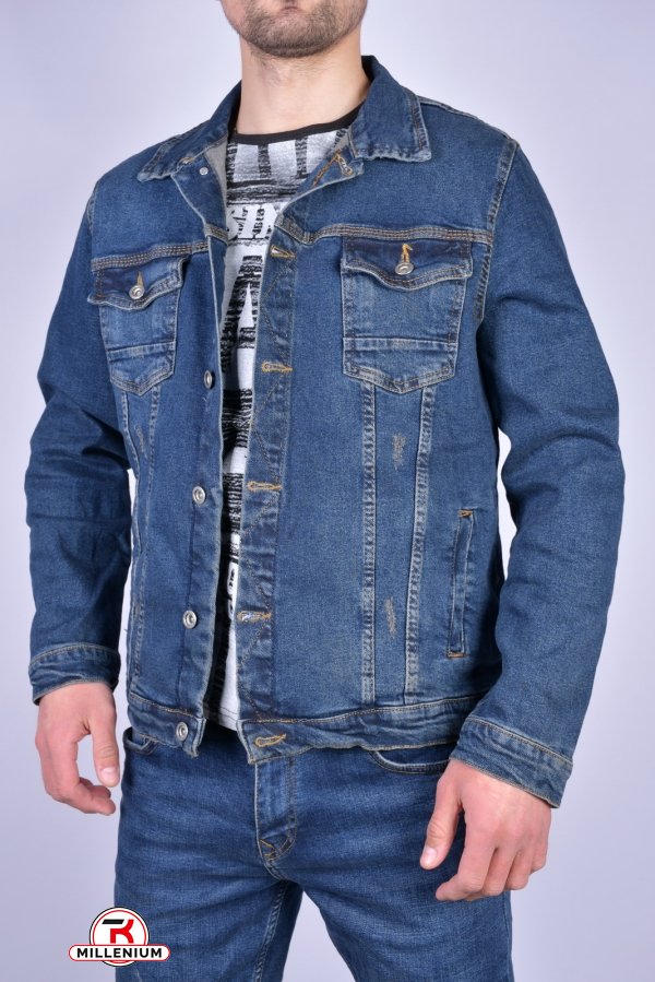 Пиджак мужской джинсовый со стрейчем (цв.т.синий) "Blackzi" Размер в наличии : 44 арт.11002