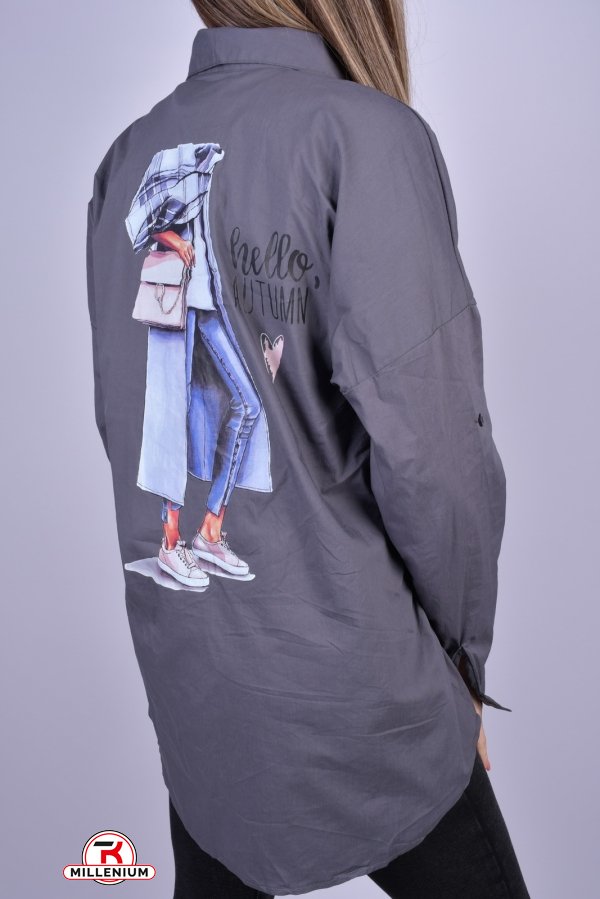 Рубашка-туника женская (цв.т.серый) стрейчевая "QIANZHIDU" Размер в наличии : 42 арт.A230612