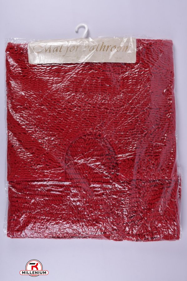 Коврик в ванную 2-ка (цв.бордовый) "Лапша" (микрофибра) размер 60/100 см. арт.MF5214