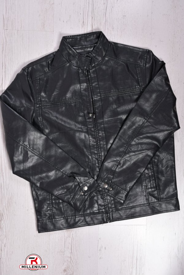 Куртка мужская из кожезаменителя (цв.чёрный) Размеры в наличии : 56, 58, 62 арт.5510