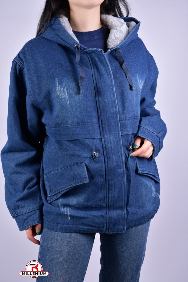 Куртка женская джинсовая (цв. синий) на меху "Saint Wish" Размеры в наличии : 52, 56 арт.3021