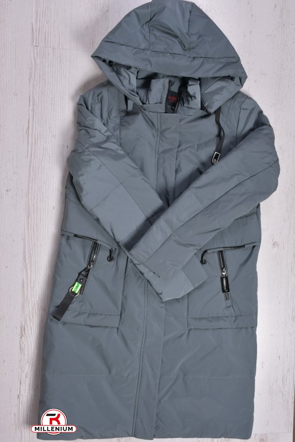 Пальто женское демисезонное (цв.серый/зеленый) из плащёвки "D.S" Размеры в наличии : 50, 54, 56 арт.8027