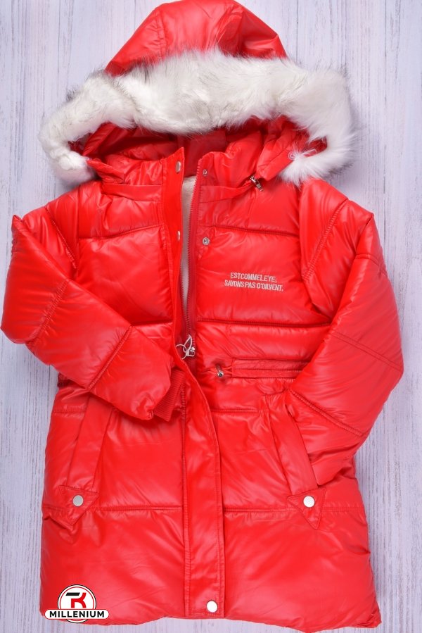 Куртка для дівчинки (кол. червоний) болонева на хутрі Зріст в наявності : 128 арт.2115