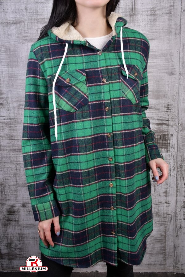 Рубашка женская байковая (цв.зеленый) "MADOY" Размер в наличии : 46 арт.3013