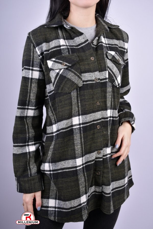 Рубашка-туника женская байковая (цв.черный/хаки) "MADOY" Размер в наличии : 42 арт.2418