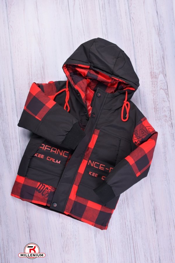 Куртка для мальчика (цв.черный/красный) зимняя из плащевки Объем в наличии : 110 арт.2157