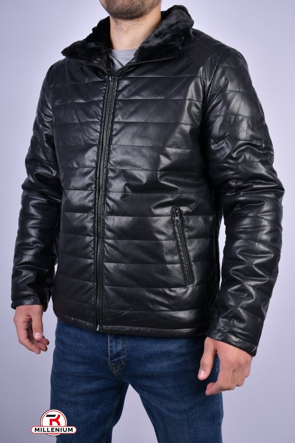 Куртка мужская (цв.черный) зимняя на меху (из экокожи) Размер в наличии : 46 арт.5099
