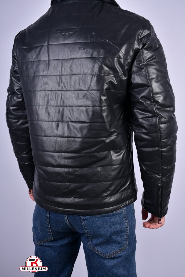 Куртка мужская (цв.черный) зимняя на меху (из экокожи) Размер в наличии : 46 арт.5099