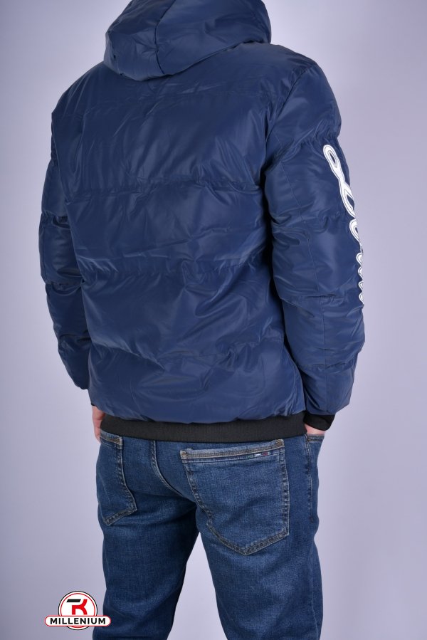 Куртка-бомбер мужская зимняя (цв.т.синий) болоньевая Размер в наличии : 44 арт.1181