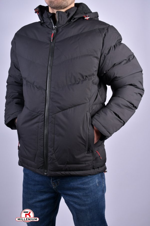 Куртка мужская зимняя (цв.чёрный) из плащевки на флисе Размеры в наличии : 46, 48 арт.2253