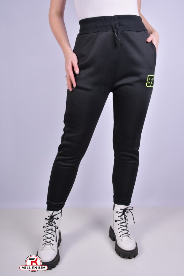 Штани жіночі спортивні (кол. чорний) трикотажні на флісі Розмір в наявності : 46 арт.1003