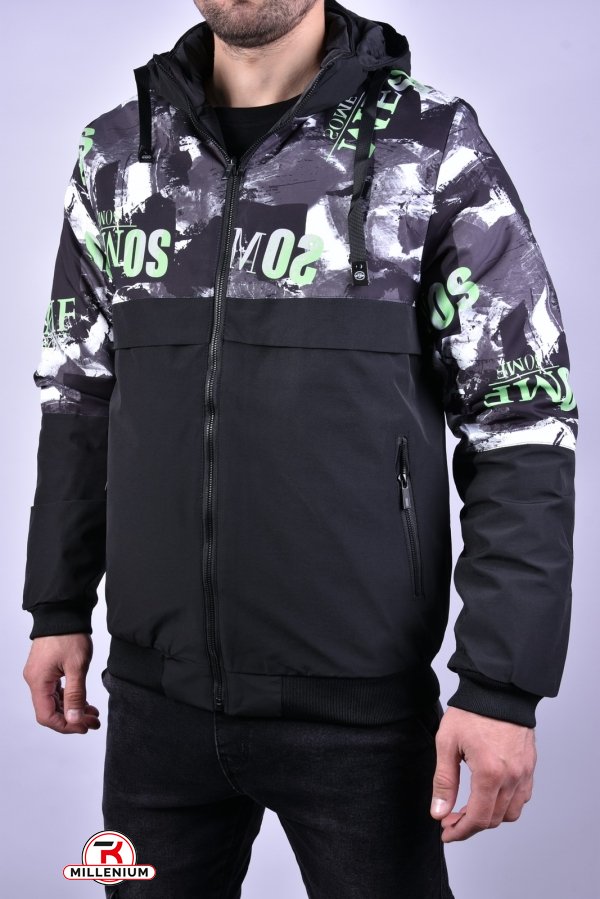 Куртка мужская демисезонная (цв.черный/салатовый) из плащевки "KDQ" (двухсторонняя) Размеры в наличии : 46, 52 арт.EM23053