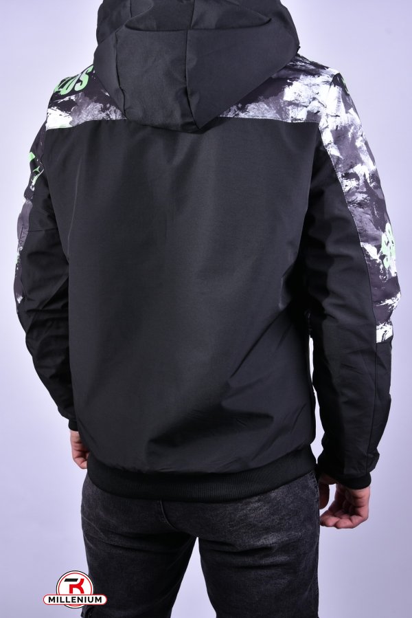 Куртка мужская демисезонная (цв.черный/салатовый) из плащевки "KDQ" (двухсторонняя) Размеры в наличии : 46, 52 арт.EM23053