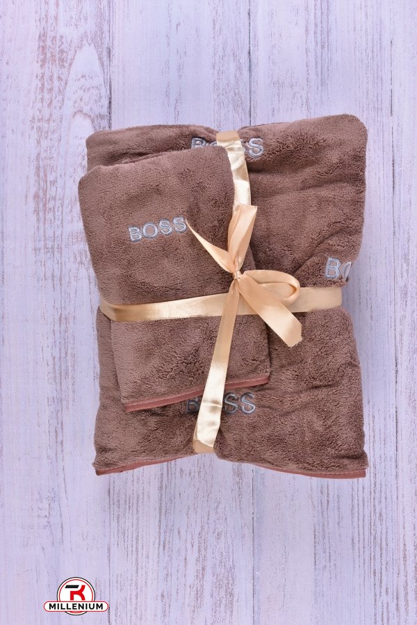 Набір (кол. коричневий) рушник мікрофібра, для кухні та лазні вага 375 г арт.5526-TJ