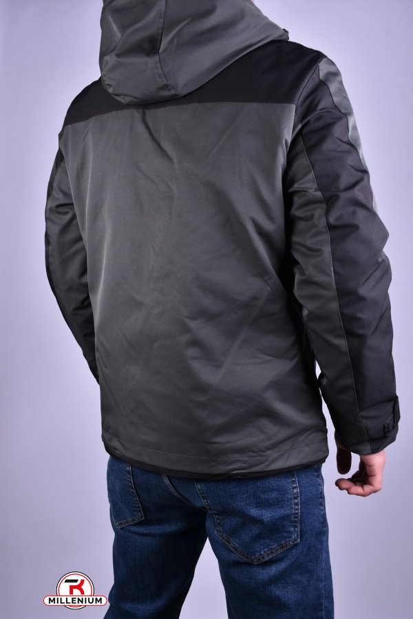 Куртка чоловіча з плащової тканини (кол. сірий/чорний) демісезонна "ATE" Розмір в наявності : 44 арт.2209
