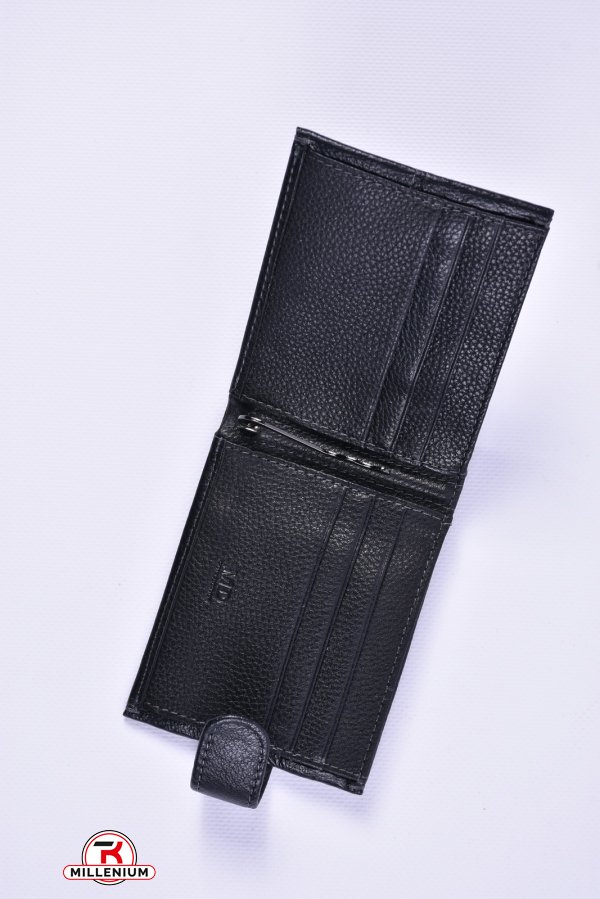 Кошелек кожаный мужской (цв.чёрный) размер 11/9 см арт.MD555E-7