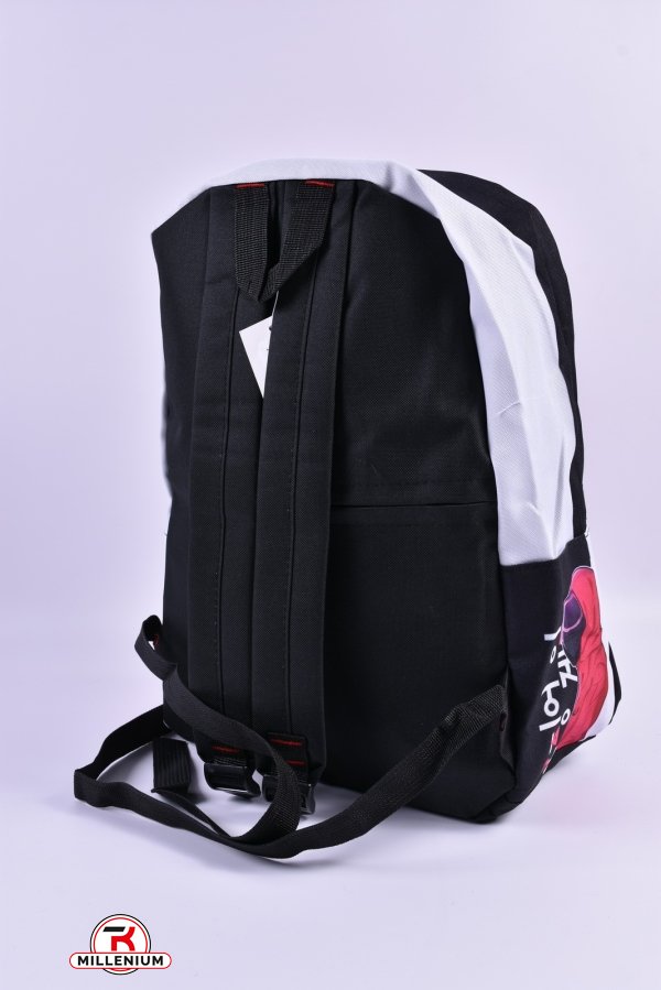 Рюкзак з плащової тканини (кол. чорний/білий) розмір 42/28/14 см. арт.363-3
