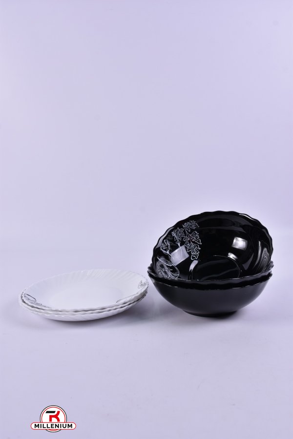 Набір посуду зі склокераміки 3 тарілки 3 салатники арт.Етюд XL