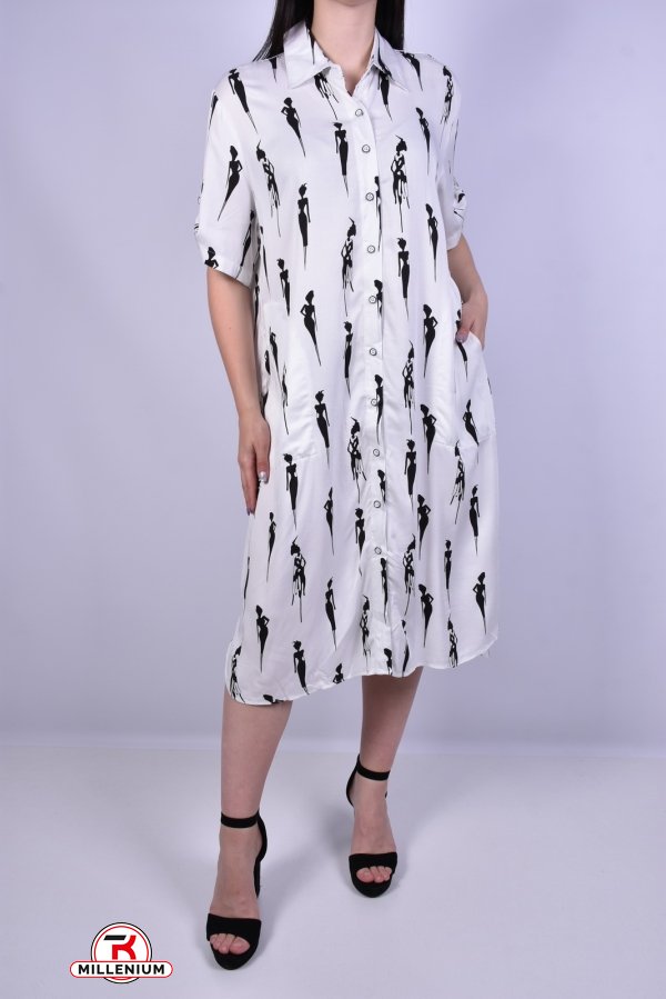 Платье женское (цв.белый) трикотажное "BASE" Размеры в наличии : 54, 56 арт.E8339